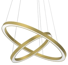 Lampa wisząca GALAXIA GOLD 46W LED, złota, nowoczesna, dwa koła