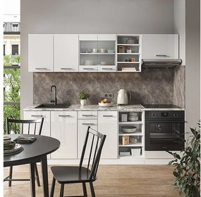 Zabudowa kuchenna biały wysoki połysk/biały 240x60x81.6 r-line