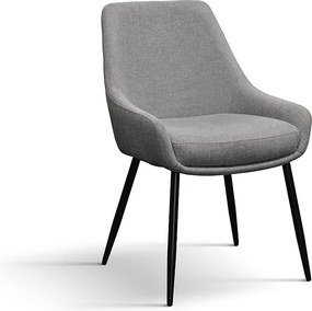 Zestaw 2 krzeseł z tkaniny w kolorze szarym, na metalowych nogach w kolorze czarnym matowym, z podłokietnikami - TALLINN