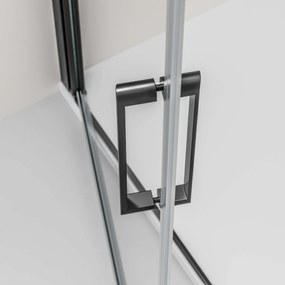Kabina prysznicowa narożna czarna EX416S drzwi uchylneSzkło ESG 6 mm z powłoką Nano - 90 x 90 x 195 cm - Czarny mat