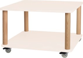 Kwadratowy stolik kawowy na kółkach Ashme z kolorowym blatem 64x64 cm