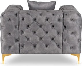 Fotel Wypoczynkowy SORRENTO 1S Szary Welurowy Nowoczesny Glamour