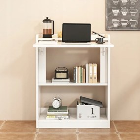 Birou alb pliabil cu rafturi - 64x20x82 cm