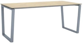 Biurko PRIMO IMPRESS, 180x90 cm, szaro-srebrna podstawa, dąb naturalny