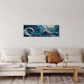 Obraz - Malowanie nieba i morza (z zegarem) (90x30 cm)