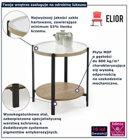 Okrągła szklana ława na metalowej podstawie - Kemala 4X
