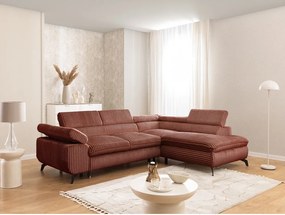 Sztruksowy narożnik w kolorze terakoty (prawostronny/w kształcie litery L) Marbeya – Ropez