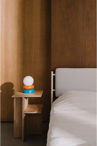 Morska/pomarańczowa lampa stołowa z litego drewna ze szklanym kloszem (wysokość 24 cm) Otem – noo.ma