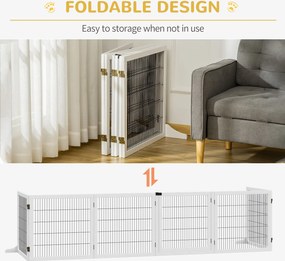 PawHut Bramka bezpieczeństwa dla psów, samodzielnie stojące, modułowe, składane ogrodzenie, 6-panelowe, z 2 podstawami, drewno sosnowe