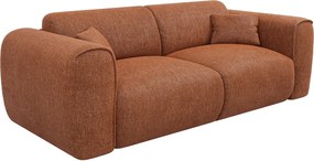 Sofa 3-osobowa rozkładana ekspresowo w strukturalnej tkaninie w kolorze terakoty - Materac 13 cm z pianki memory POGNIA