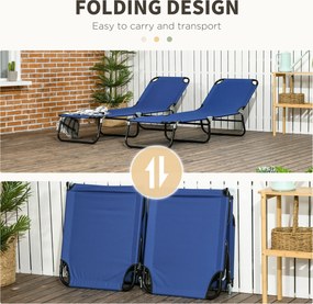 Outsunny Zestaw 2 leżaków składanych ogrodowych z 5-stopniową regulacją oparcia do 120 kg | Aosom PL