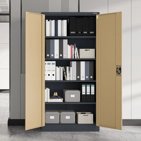 Biurowa szafa metalowa JAN, 900 x 1850 x 400 mm, Eco Design: antracytowa/ orzech