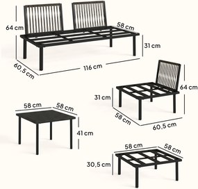 Outsunny Zestaw Mebli Ogrodowych 5-6 Osób Sofa Dwuosobowa, Krzesła, Narożnik, Stolik, Podnóżek | Aosom PL