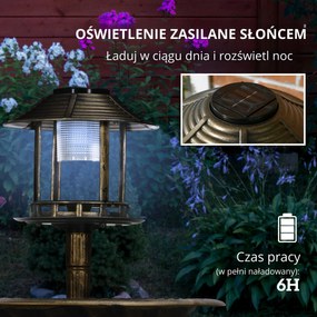 Outsunny Fontanna dla Ptaków z Lampą Solarną Brązowa 110cm | Aosom PL