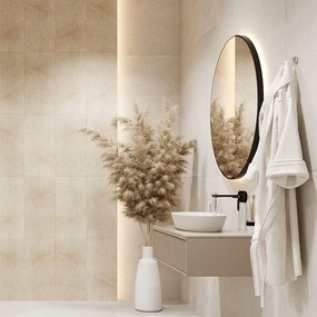 Lustro okrągłe podświetlane z sensorem w czarnej ramie 100 cm VALO Slim LED Black