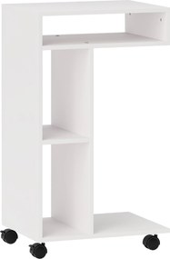 HOMCOM Stolik pomocniczy, wózek serwisowy w kształcie litery C, 4 kółka, 3 komory, 40 x 30 x 69 cm, Biały