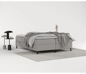 Szare łóżko boxspring ze schowkiem 180x200 cm Malte – Maison de Rêve