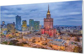Szkło do Kuchni na Ścianę Panorama Warszawy o Zachodzie Słońca