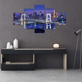 Obraz wielkiego miasta nocą (125x70 cm)