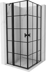 Mexen Mist Duo kabina prysznicowa uchylna 95 x 95 cm, czarna kratka, czarna - 8A4-095L-095P-70-77