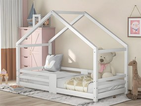 Łóżko z osłoną ochronną - 90x200cm - z litego drewna - Białe