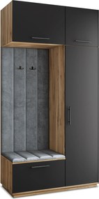 Masseno Garderoba REMA 120/240/60 cm Nowoczesna Szafa do Przedpokoju Dąb wotan, MONOLITH 85 (Szary)