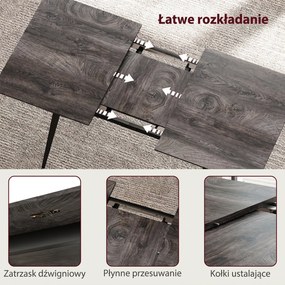 HOMCOM Rozkładany stół jadalny rozsuwany dla 6-8 osób kuchenny do jadalni drewniany stalowe nogi 120-160x 75 x 77 cm | Aosom PL