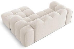 Kremowy narożnik z tkaniny szenilowej (prawostronny/z szezlongiem) Treno – Cosmopolitan Design