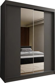 Szafa Przesuwna LUCENZA 150 cm z Lustrem Szafa Dwudrzwiowa Szara