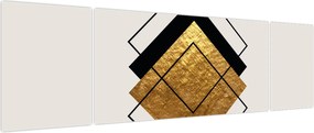 Obraz - Abstrakcja złoto-biała N⁰1 (170x50 cm)