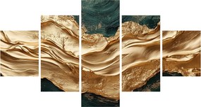 Obraz - Zielona abstrakcja ze złotem II. (125x70 cm)