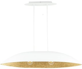 Lampa wisząca nowoczesna, do jadalni nad stół - Gondola biało-złota, szerokość 84, 114cm