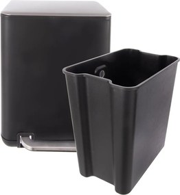 Czarny kosz na śmieci z pedałem ze stali nierdzewnej 20 l Black – Orion
