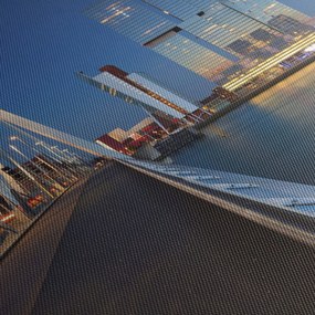 Obraz - Zmierzch w Rotterdamie, Holandia (z zegarem) (90x30 cm)