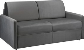 Kanapa 3-osobowa rozkładana typu expres z weluru CALIFE - Antracytowy - Miejsce do spania 140 cm - Materac 18 cm