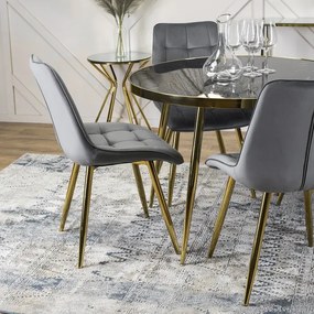 Stół Okrągły TINGA 100 cm Czarny/Złoty Glamour