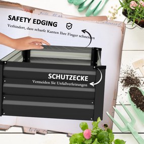 Outsunny Wysoka grządka do ogrodu, ziołowy, odporna na warunki atmosferyczne, otwarta podstawa, 100 x 60 x 30 cm, Dunkelgrau