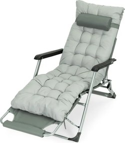 Leżak ogrodowy, składany, z poduszką Malta 010, szary