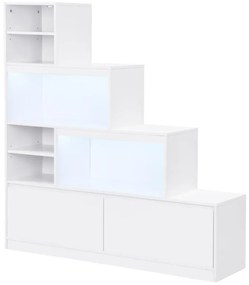Szafka na buty z 2 zamykanymi schowkami i 6 wnękami z oświetleniem LED z MDF - Biały - LOVILA
