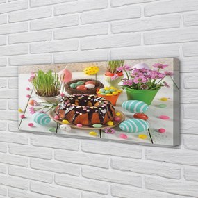 Zdjęcie na płótnie Ciasto, Jajka i Kwiatki Wielkanocne