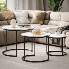 Zestaw stolików kawowych biały/czarny 55x55x44.5 montreal