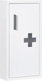 kleankin Szafka medyczna z 3 półkami Praktyczna apteczka do przechowywania 30x12x60cm Biała | Aosom PL