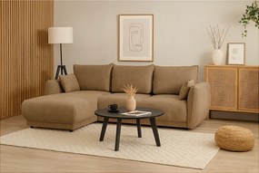 Narożnik lewy Loren z funkcją spania 255x165x91 cm – tkanina Raven 34 jasno brązowa