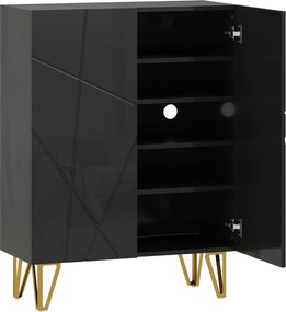 HOMCOM Szafka na buty z 2 drzwiami, regał na buty, przechowywanie butów z 3 regulowanymi półkami 72 x 31,5 x 95 cm, Czarny