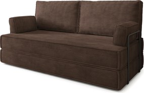 Masseno Sofa piankowa SILAR z funkcją spania, Kanapa z pianki do salonu, Bezmontażowa, Tkanina sztruksowa – Brązowy POSO 06