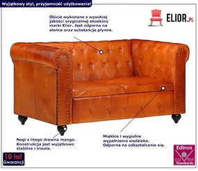 Skórzana 2-osobowa jasnobrązowa sofa w stylu Chesterfield - Clementine 2Q