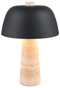Czarna/beżowa lampa stołowa z metalowym kloszem (wysokość 41 cm) Timba – Trio Select