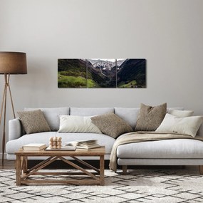Obraz - Dolina pod górami (z zegarem) (90x30 cm)