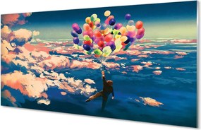 Szklany Panel Balony na Niebie pełnym Chmur