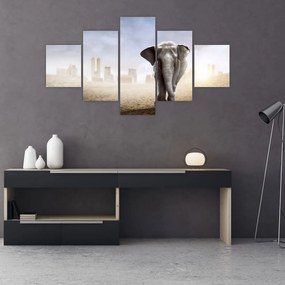 Obraz - Słonie w wielkim mieście (125x70 cm)